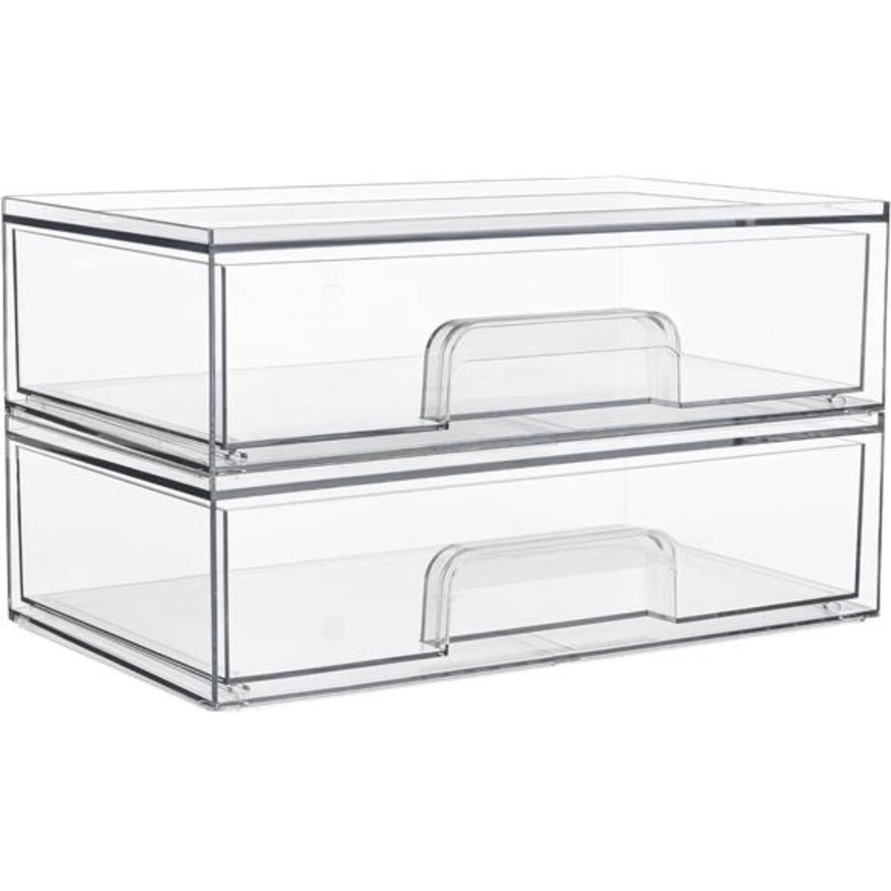Vtopmart 12.1''W Clear Stackable Storage Drawers,2 Pack Acrylic Plastic